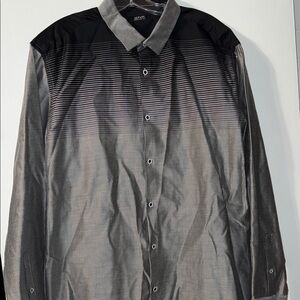 Alfani Men's XL Black and Gray Ombre Button-Up Shirt
